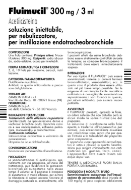 Fluimucil, Zambon, 10 fiale 300 mg/3 ml - foglietto