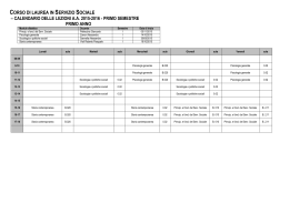 CORSO DI LAUREA IN SERVIZIO SOCIALE – CALENDARIO