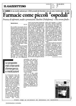 Farmacie come piccoli "ospedali"