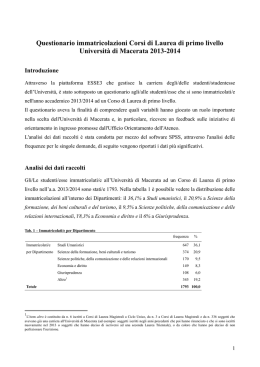 Lettura dati immatricolazioni 2013-14