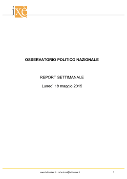 Ixe Report Osservatorio POLITICA 18 maggio 2015