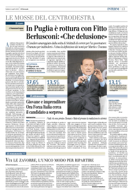 In Puglia è rottura con Fitto Berlusconi: «Che delusione»