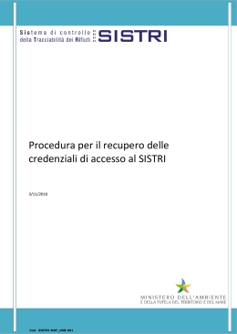 Procedura per il recupero delle credenziali di accesso al SISTRI