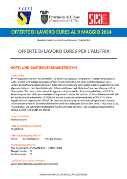 OFFERTE DI LAVORO EURES AL 9 MAGGIO 2014