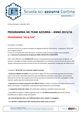 PROGRAMMA SKI TEAM AZZURRA – ANNO 2015/16