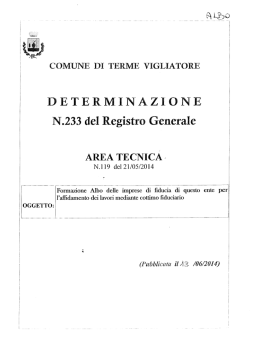 E T E R M I N Z I O N .233 del Registra Generale AREA TECNICA »