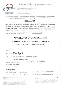 LA SOATECH s.p.a. Organismo di Attestazione