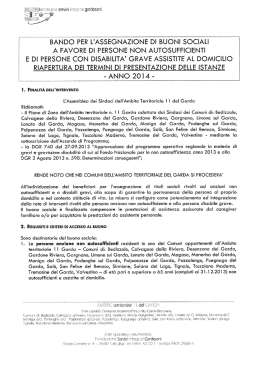 bando per l`assegnazione di buoni sociali a favore di persone non