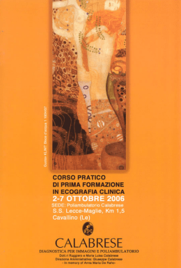 Corso pratico di prima formazione in ecografia clinica