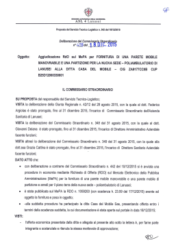 Delibera del Commissario Straordinario N. 459 del 18/12/2015