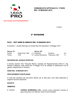 comunicato ufficiale n. 172/div del 19 maggio 2014 2^ divisione