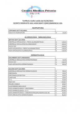 Listino Centro Medico Privato di BIMAR SRL