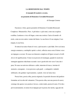 LA REDENZIONE DAL TEMPO Ai margini di