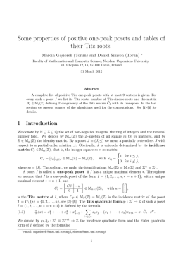 Some properties of positive one-peak posets and tables of their Tits