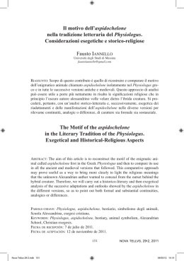 Il motivo dell`aspidochelone nella tradizione letteraria del