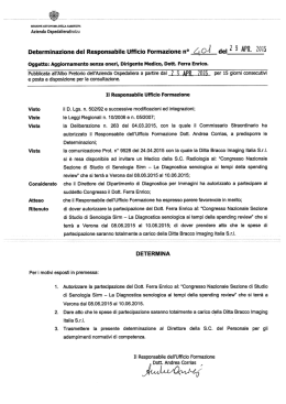 Determinazione del Responsabile Ufﬁcio Formazione n° 4 O/{ del 2