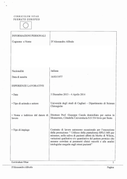 CV - Universit&agrave; degli studi di Cagliari.