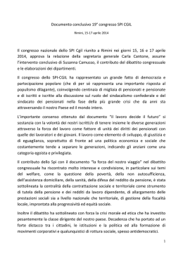 Documento conclusivo 19&deg; congresso SPI CGIL Il congresso