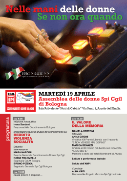 martedì 19 aprile assemblea delle donne Spi Cgil di Bologna