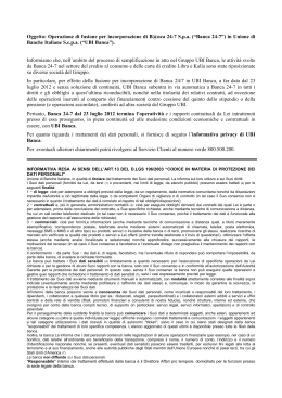 Oggetto: Operazione di fusione per incorporazione di B