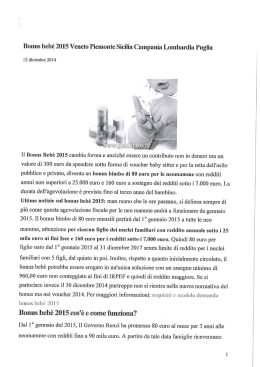 Bonus bebè 2015 Veneto Piemonte Sicilia Campania Lombardia
