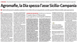 Agromaﬁe, la Dia spezza l`asse Sicilia-Campania