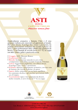 Gradevolmente aromatico e fruttato, l`Asti è il vino spumante italiano