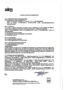 AVVISO DI APPALTO AGGIUDICATO Sez.l
