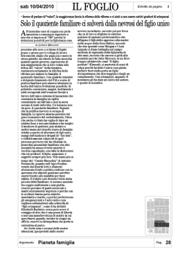 Solo il quoziente familiare ci salver&agrave; dal figlio unico
