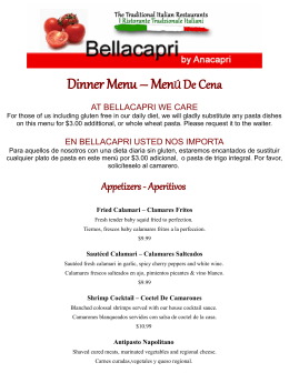 Dinner Menu – MenÚ De Cena - bellacapri by anacapri ristorante