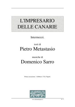L`impresario delle Canarie - Libretti d`opera italiani