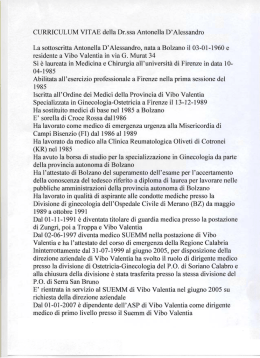 CURRICULUM VITAE della Dr.ssa Antonella D`Alessandro