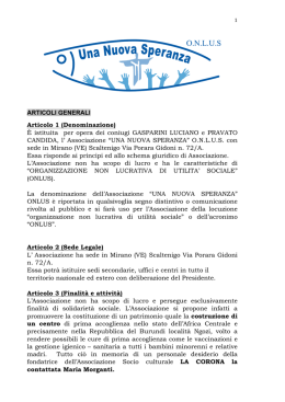 Scarica lo statuto - UNA NUOVA SPERANZA ONLUS