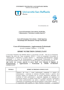 sport nutrution consultant - Universit&agrave; Telematica San Raffaele