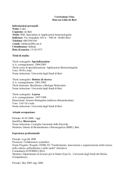 Curriculum Vitae Dott.ssa Lidia de Bari Informazioni personali