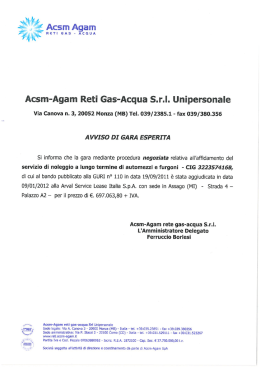 Esito di Gara - Acsm Agam SpA