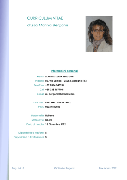 CURRICULUM VITAE dr.ssa Marina Bergomi