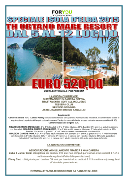 Isola D`Elba - TH Ortano Resort dal 5 al 12 luglio 2015