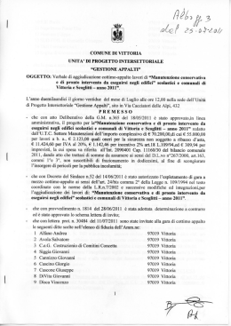 UNITA` DI PROGETTO INTERSETTORIALE