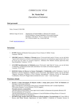 CURRICULUM VITAE Dr. Nicola Dusi (Specialista in Psichiatria)
