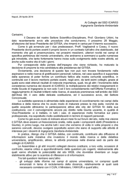Ai Colleghi del SSD ICAR/03 Ingegneria Sanitaria