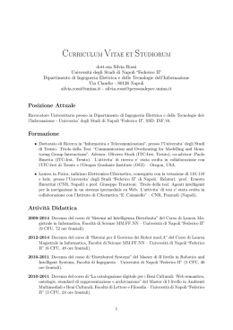 CURRICULUM VITAE ET STUDIORUM Posizione Attuale