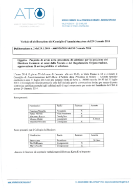 Verbale di deliberazione del Consiglio d`Amministrazione del 29
