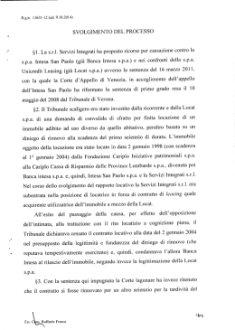 SVOLGIMENTO DEL PROCESSO @1. La s.r.l. Servizi Integrati ha