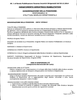 Job Description SSD Unit&agrave; Spinale
