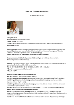 Dott.ssa Francesca Maccioni Curriculum vitae Dati personali Titoli di