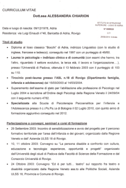CURRiCULUM VITAE Dott.ssa ALESSANDRA CHIARION