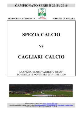 Spezia-Cagliari - 13&deg; giornata serie B - 15 novembre