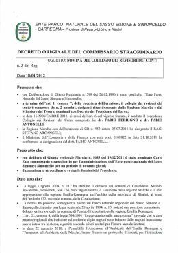 DECRETO ORIGINALE DEL COMMISSARIO STRAORDINARIO