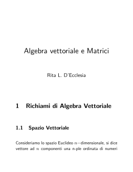 Algebra vettoriale e Matrici